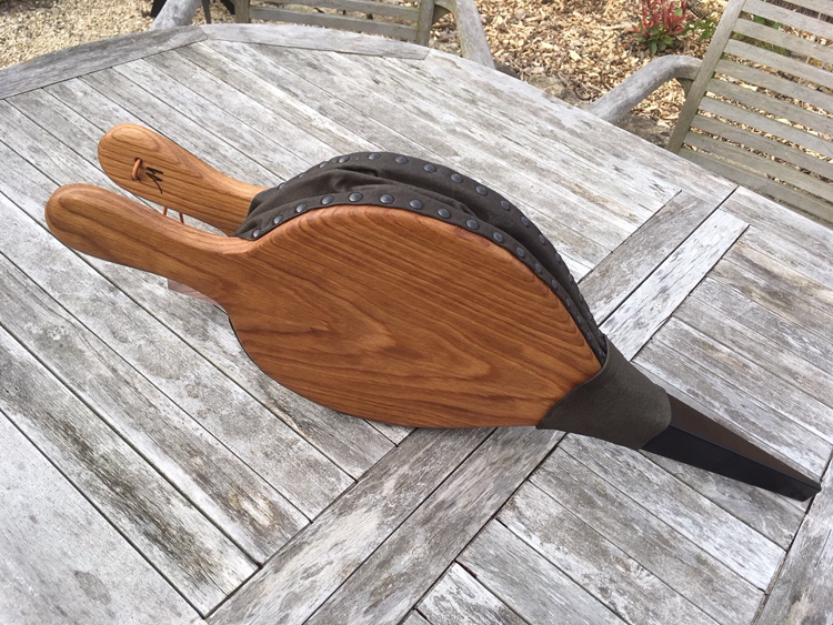 Dark olive green and oak large bellows by Anne Mills