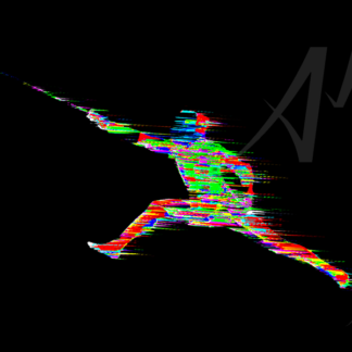 dynamic colourful digital art fencer