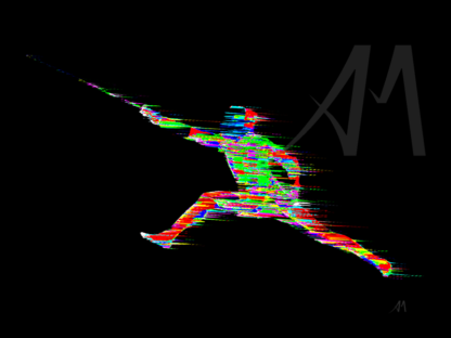 dynamic colourful digital art fencer