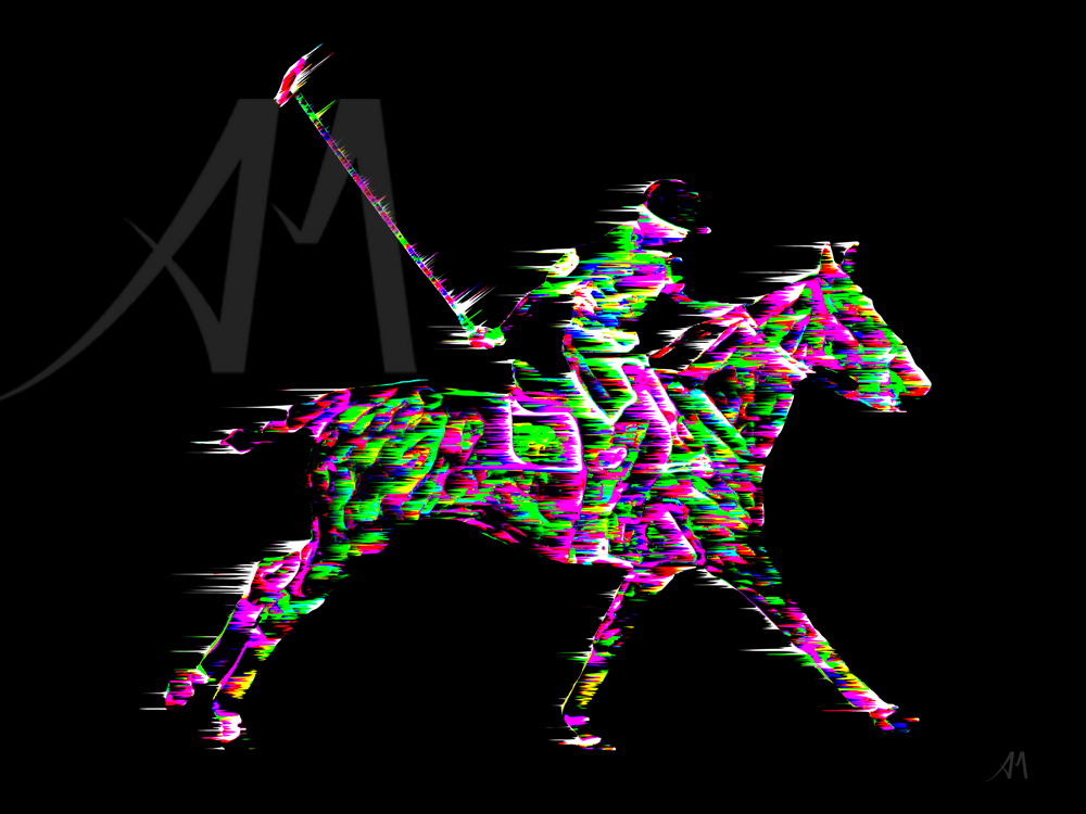 Polo Pony and Player Work Together to Make a Score Art