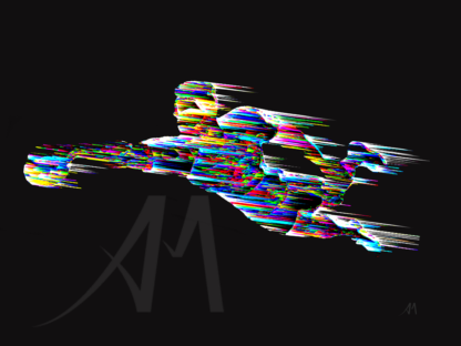 rugby player flying for a try digital art