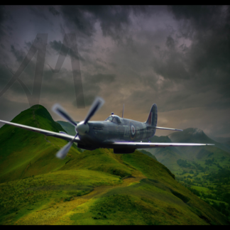 Spitfire flying over Lakes District digital art