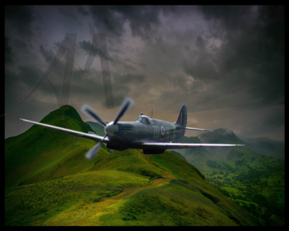 Spitfire flying over Lakes District digital art