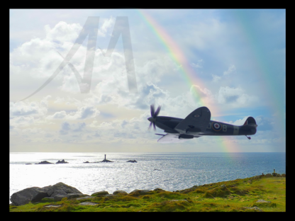 Spitfire in Cornwall near Land's End digital art